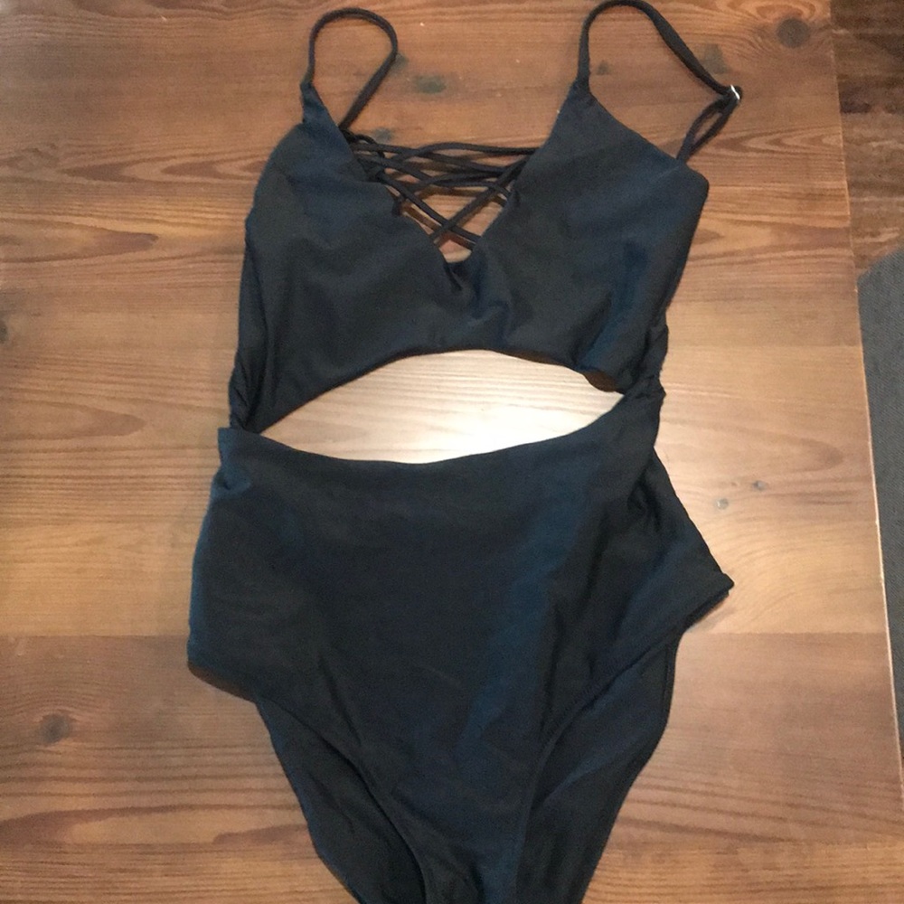 Black one piece bathing suit - never worn, no tags